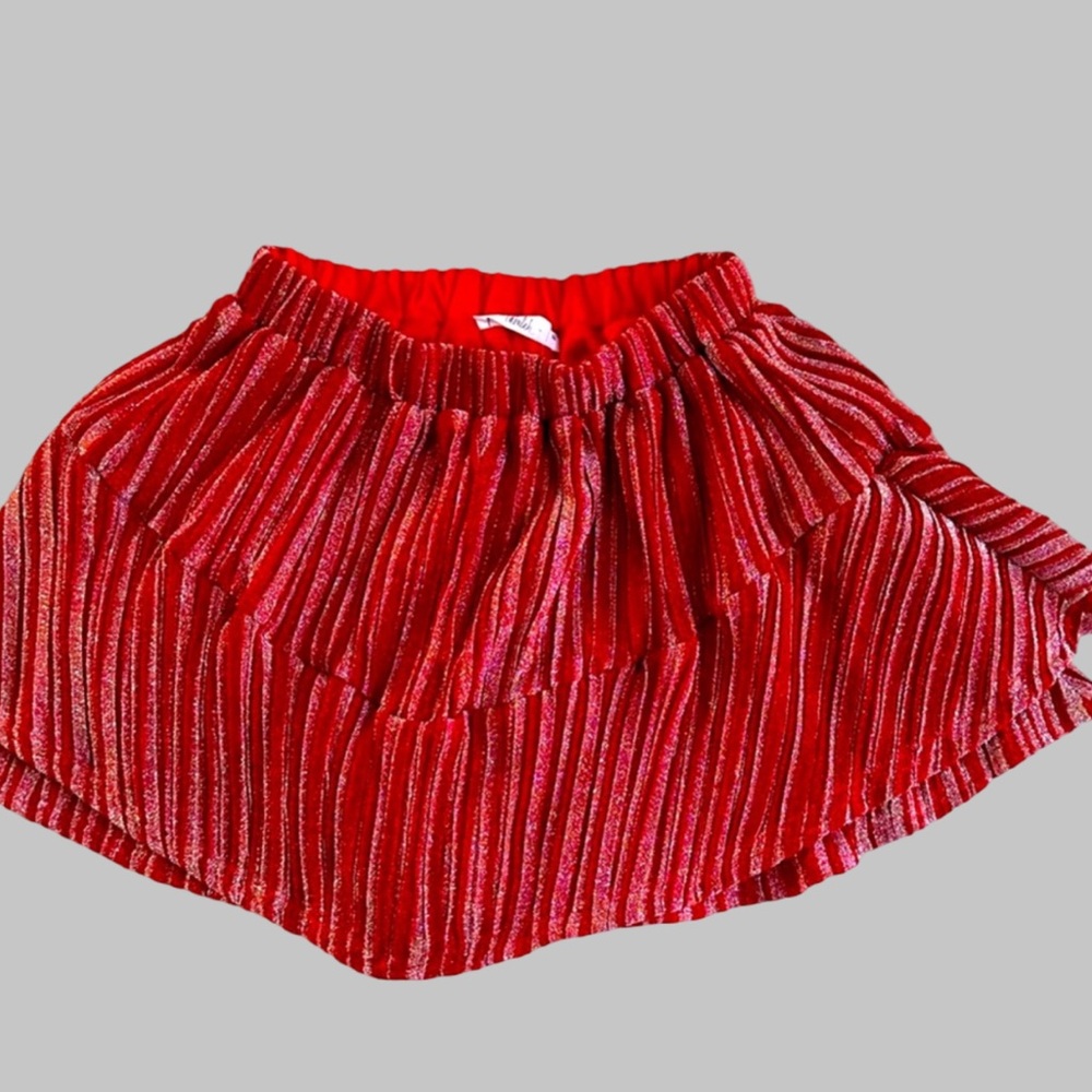 Talulah Ruffle Tiered Skirt in Metallic Red and Silver Size Medium new!